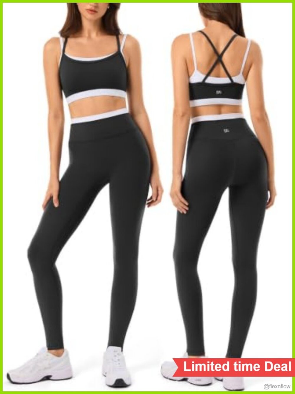 2-Piece Workout Set Sports Bra High Waisted Leggings Nylon Lycra
